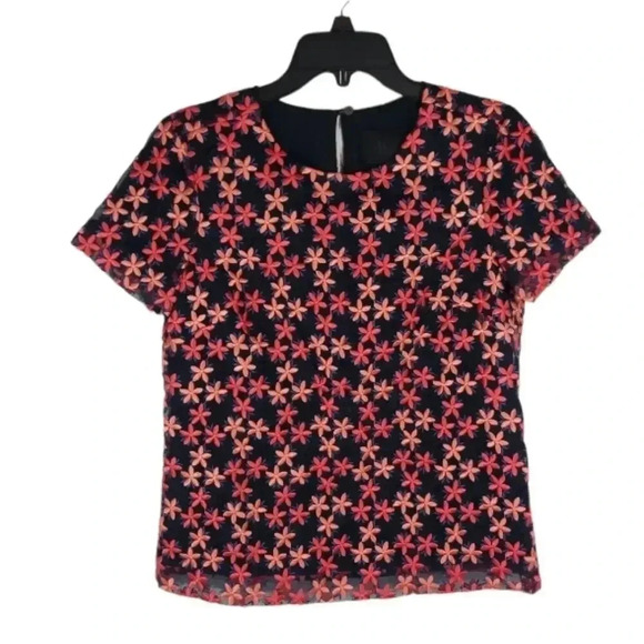 {J. Crew Collection} Embroidered Floral Organza Blouse Size 0 - Picture 1 of 12